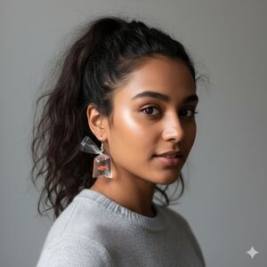 Clear and Orange Fish Bag Earrings